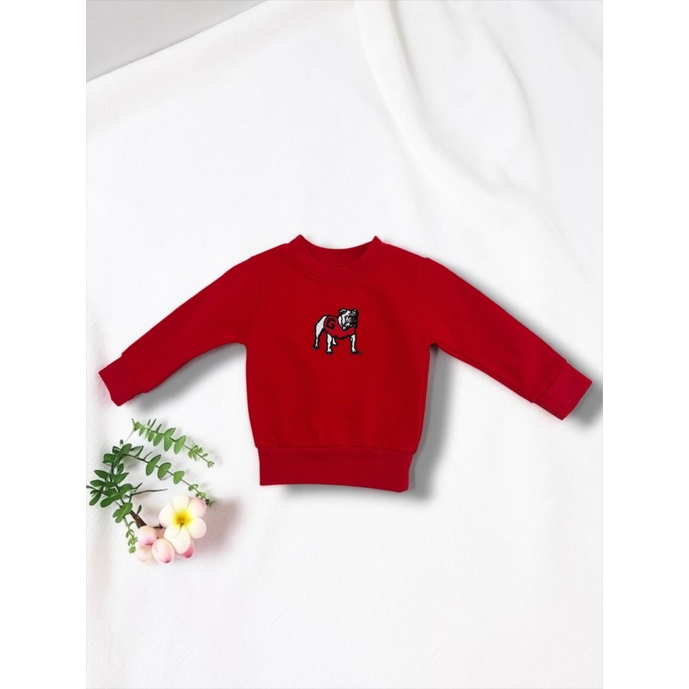 Creative Knitwear Georgia Bulldogs Embroidered Fleece Sweatshirt Red Kids 3-6M